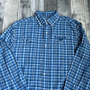 Mens Vineyard Vines Harbor shirt size M blue plaid like new